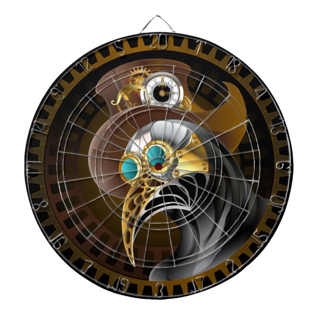 Fantasy Antique Steampunk Plague Doctor Gears  Dart Board (Front)