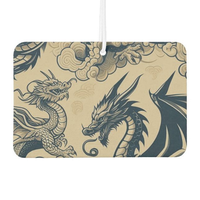 Fantasy Antiqued Dragons  Air Freshener (Front)