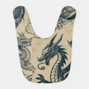 Fantasy Antiqued Dragons Baby Bib