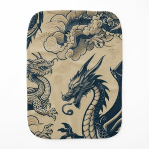 Fantasy Antiqued Dragons Baby Burp Cloth