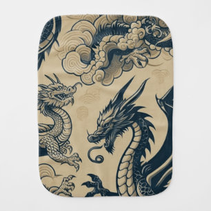 Fantasy Antiqued Dragons Baby Burp Cloth