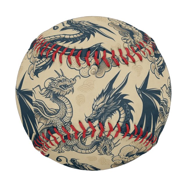 Fantasy Antiqued Dragons  Baseball (Front)