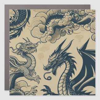 Fantasy Antiqued Dragons  Car Magnet