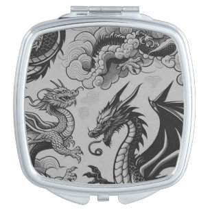 Fantasy Antiqued Dragons Compact Mirror