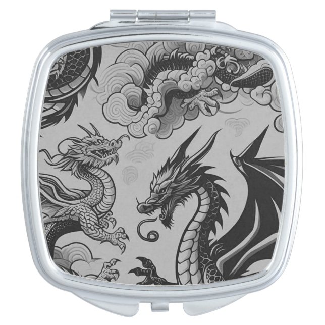 Fantasy Antiqued Dragons  Compact Mirror (Front)