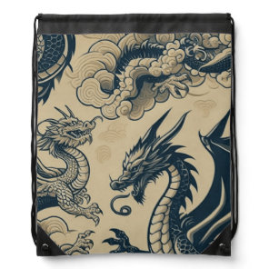 Fantasy Antiqued Dragons  Drawstring Bag