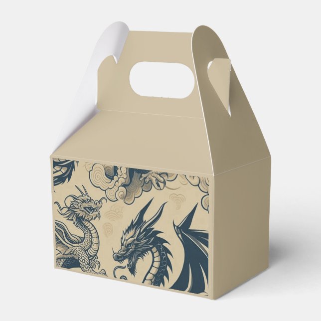 Fantasy Antiqued Dragons  Favor Boxes (Front Side)