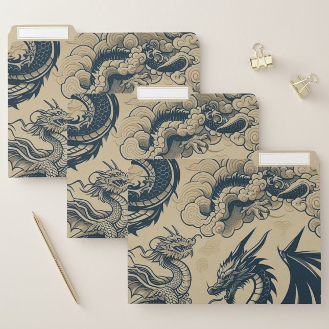 Fantasy Antiqued Dragons  File Folder (Set)