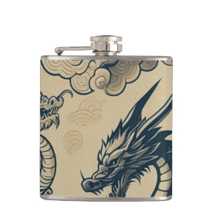 Fantasy Antiqued Dragons Flask