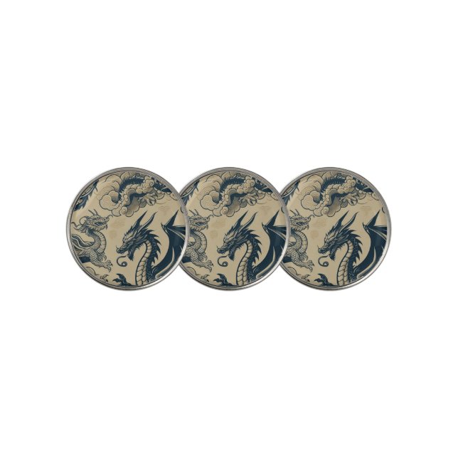 Fantasy Antiqued Dragons  Golf Ball Marker (3 Up)