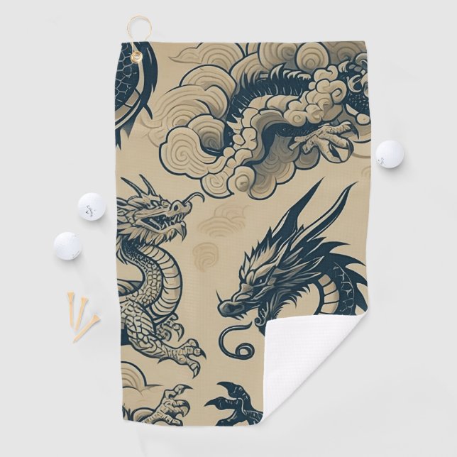 Fantasy Antiqued Dragons  Golf Towel (InSitu)