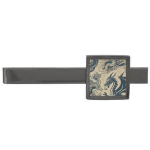 Fantasy Antiqued Dragons Gunmetal Finish Tie Bar
