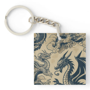Fantasy Antiqued Dragons  Keychain
