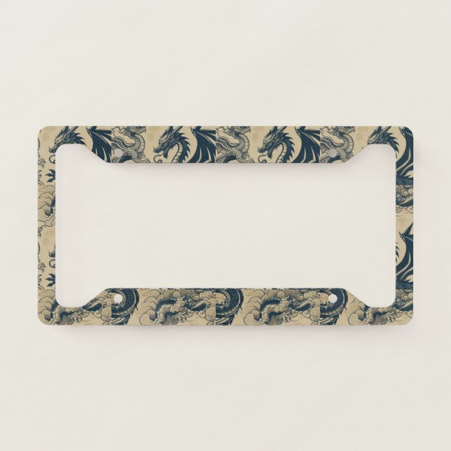 Fantasy Antiqued Dragons  License Plate Frame (Front)