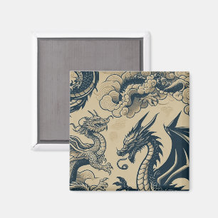 Fantasy Antiqued Dragons Magnet