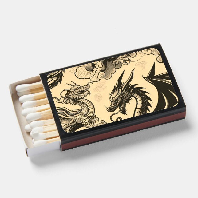 Fantasy Antiqued Dragons  Matchboxes (Front Open)
