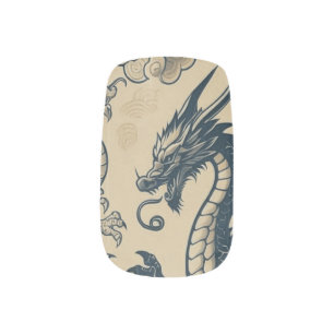 Fantasy Antiqued Dragons Minx Nail Art