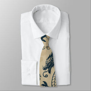 Fantasy Antiqued Dragons Neck Tie