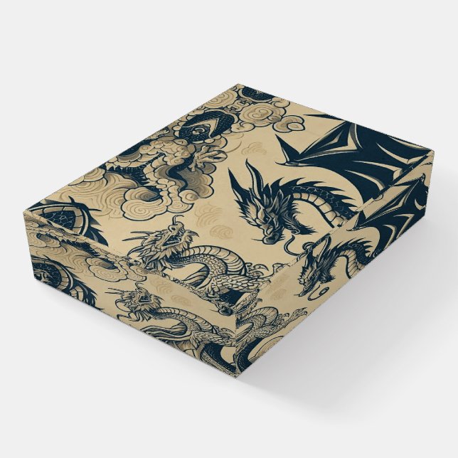 Fantasy Antiqued Dragons  Paperweight (Angled)