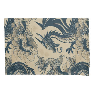 Fantasy Antiqued Dragons Pillow Case