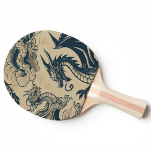 Fantasy Antiqued Dragons  Ping Pong Paddle