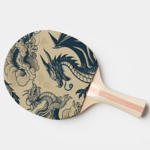 Fantasy Antiqued Dragons Ping Pong Paddle