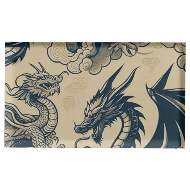 Fantasy Antiqued Dragons  Place Card Holder (Front)