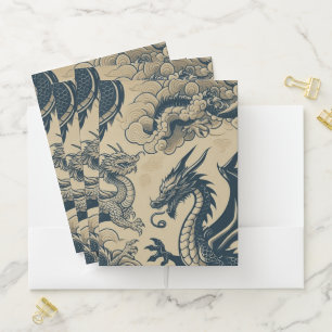 Fantasy Antiqued Dragons Pocket Folder