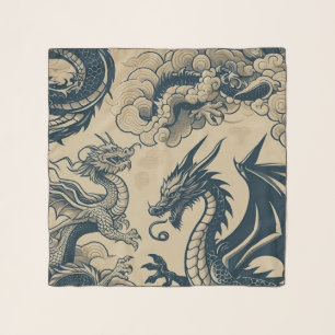 Fantasy Antiqued Dragons Scarf