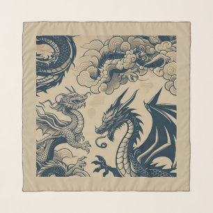 Fantasy Antiqued Dragons Scarf