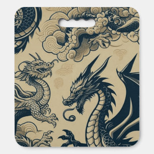 Fantasy Antiqued Dragons Seat Cushion