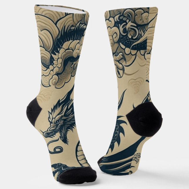Fantasy Antiqued Dragons  Socks (Angled)