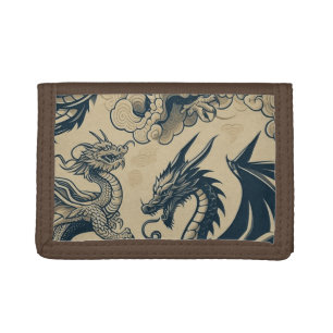Fantasy Antiqued Dragons Tri-fold Wallet