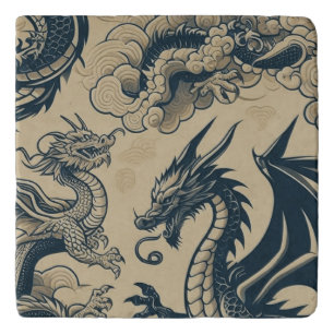 Fantasy Antiqued Dragons Trivet