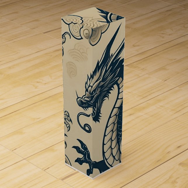 Fantasy Antiqued Dragons  Wine Box (Front)