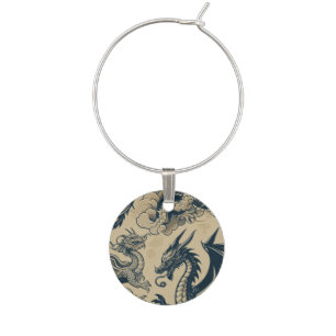 Fantasy Antiqued Dragons Wine Charm