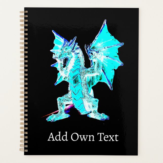 Fantasy Aqua Blue Dragon Planner (Front)