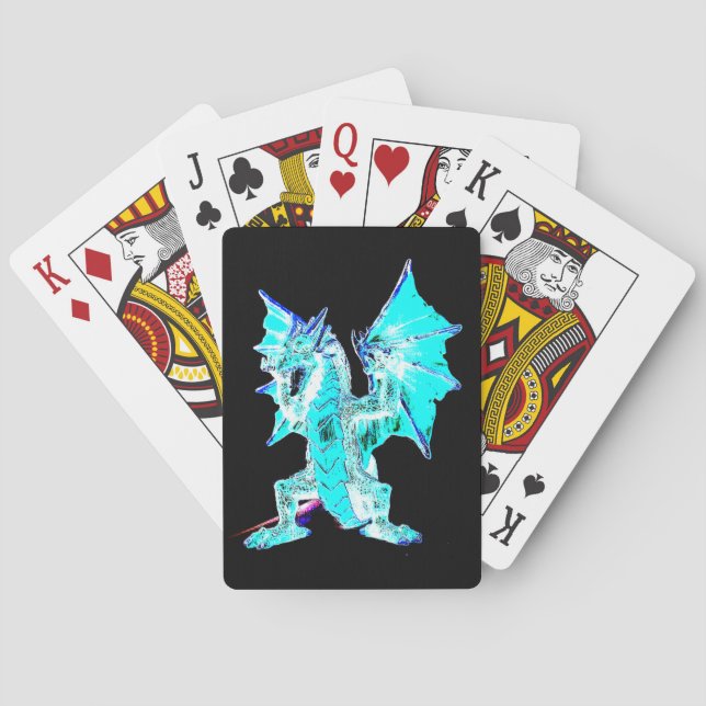 Fantasy Aqua Blue Dragon  Poker Cards (Back)