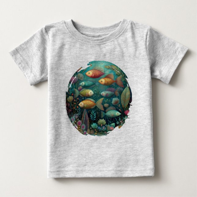 Fantasy Aquarium Whimsical Fish Baby T-Shirt (Front)
