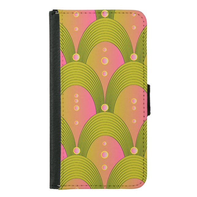 Fantasy Arcs Beads Pink Green Samsung Galaxy Wallet Case (Front)