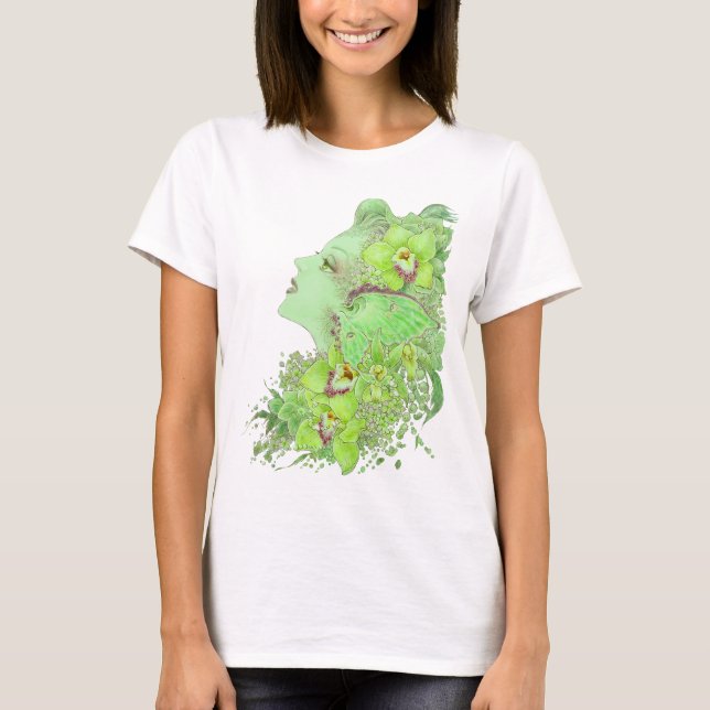 Fantasy Art Baby Doll T - The Green Faery T-Shirt (Front)