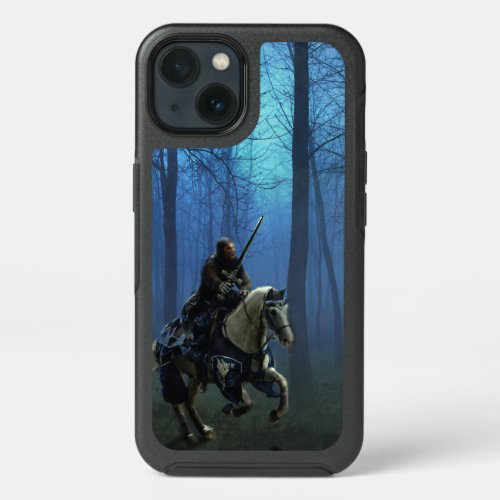 Fantasy Art Blue Knight on Horseback in Moonlight iPhone 13 Case