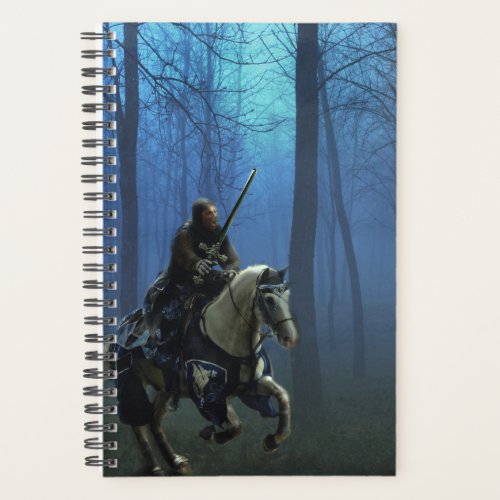 Fantasy Art Blue Knight on Horseback in Moonlight Planner