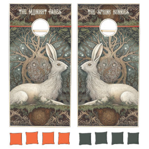 Fantasy Art Boho Hare Magical Nature Inspired Cornhole Set