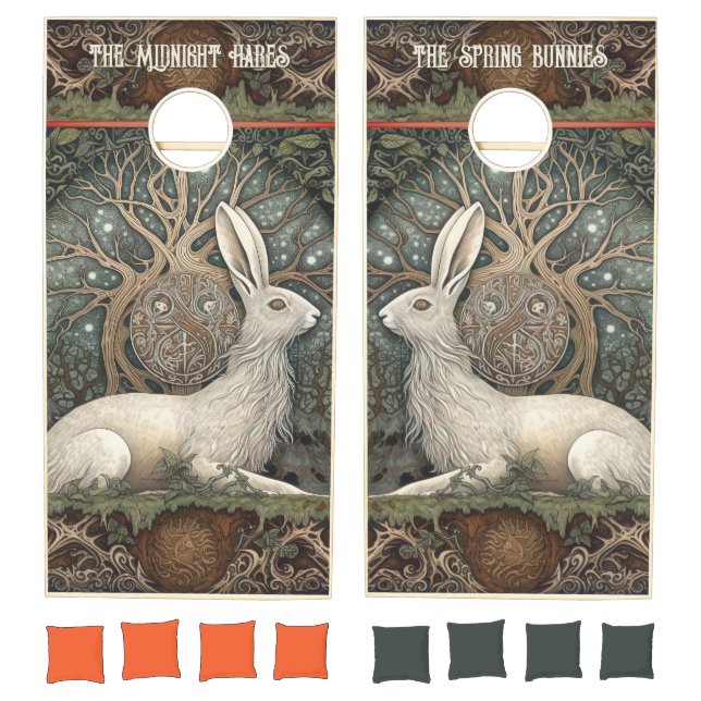 Fantasy Art Boho Hare Magical Nature Inspired Cornhole Set (Set)