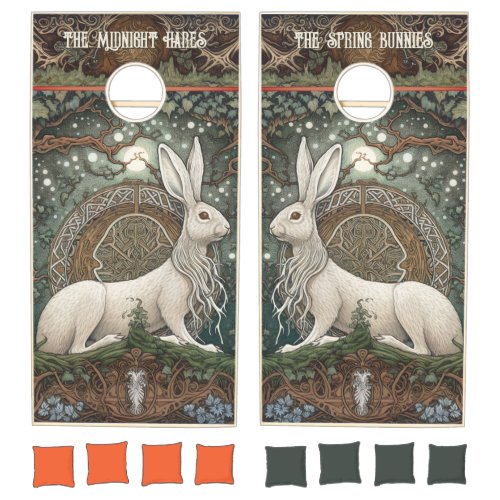 Fantasy Art Boho Hare Magical Nature Inspired Cornhole Set