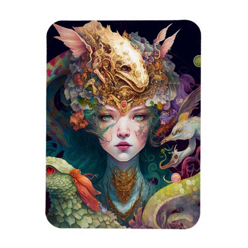 Fantasy Art Dragon Goddess Queen Magnet