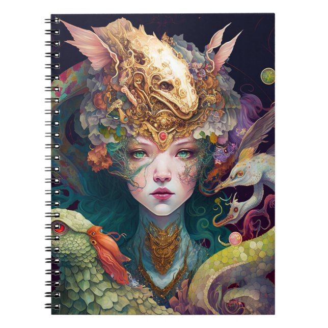 Fantasy Art Dragon Goddess Queen Notebook (Front)