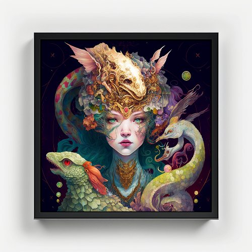 Fantasy Art Dragon Goddess Queen Poster