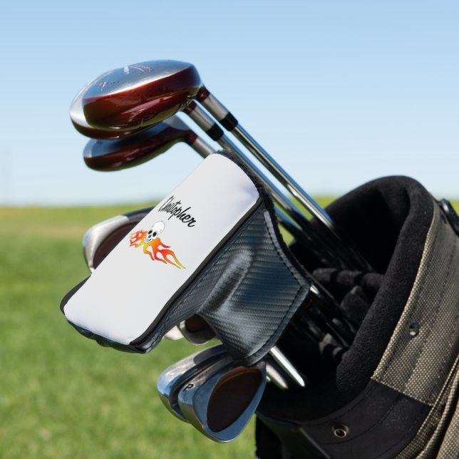 Fantasy Art Skull And Flames Design Golf Head Cover (In Situ)